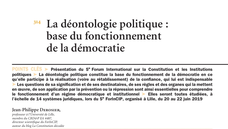 La déontologie politique : base du fonctionnement de la démocratie
