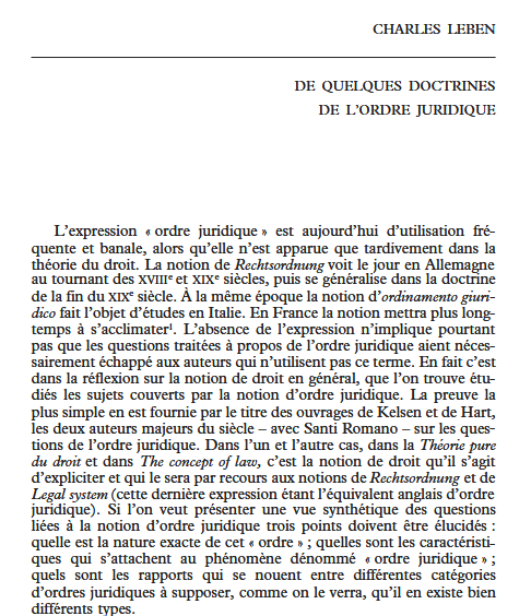 DE QUELQUES DOCTRINES DE L’ORDRE JURIDIQUE