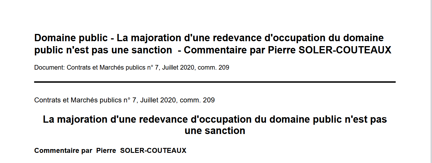 La majoration d'une redevance d'occupation du domaine public n'est pas une sanction
