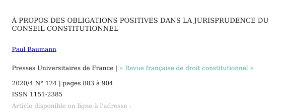 À propos des obligations positives dans la jurisprudence du Conseil constitutionnel