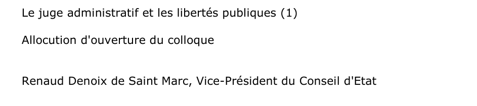 Le juge administratif et les libertés publiques (1)  Allocution d'ouverture du colloque