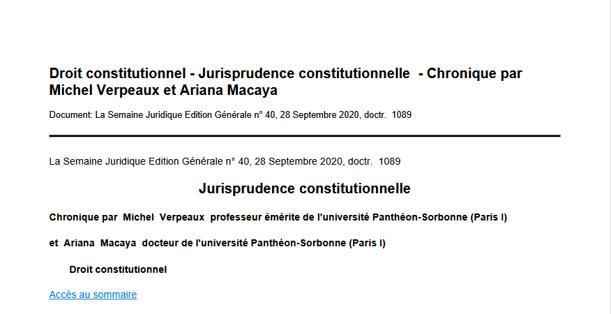 Droit constitutionnel - Jurisprudence constitutionnelle