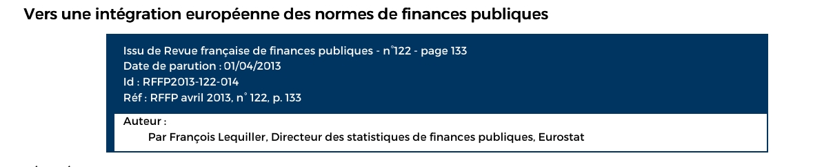 Vers une intégration européenne des normes de finances publiques Vers une intégration européenne des normes de finances publique