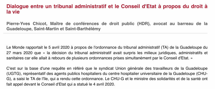 Dialogue entre un tribunal administratif et le Conseil d'Etat à propos du droit à la vie