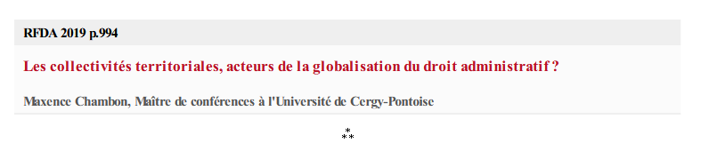 Les collectivités territoriales, acteurs de la globalisation du droit administratif ?