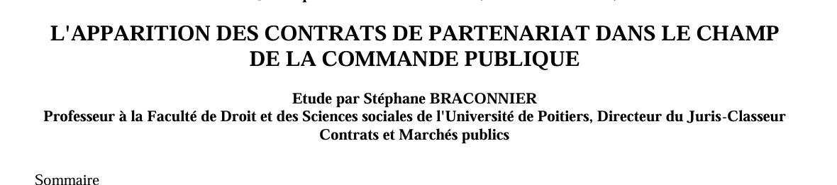 L'APPARITION DES CONTRATS DE PARTENARIAT DANS LE CHAMP  DE LA COMMANDE PUBLIQUE