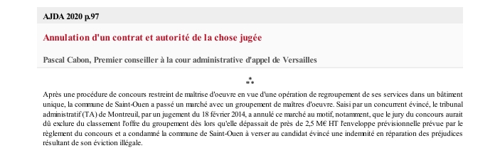 Annulation d'un contrat et autorité de la chose jugée