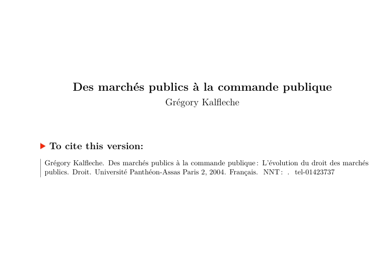 DES MARCHÉS PUBLICS À LA COMMANDE PUBLIQUE : L’évolution du droit des marchés publics